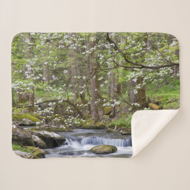 Dogwood Trees | Great Smoky Mountain, Tennessee Sherpa Blanket (Front (Horizontal))