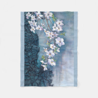 Dogwood watercolor fleece blanket