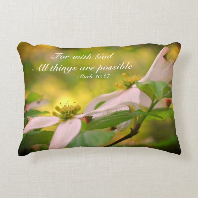 Dogwood With God Bible Quote Inspirational   Decorative Cushion (Front)