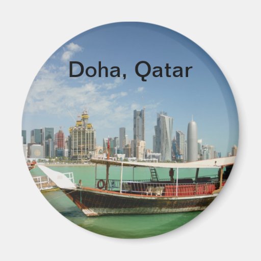Image of Doha 2011 dhow and skyline Magnet