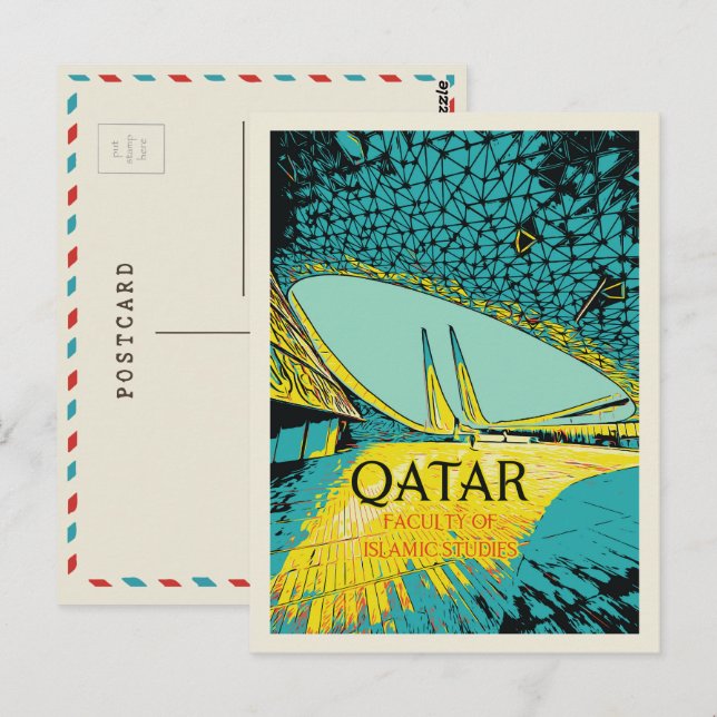 Doha Faculty of Islamic Studies illustration Qatar Postcard (Front/Back)