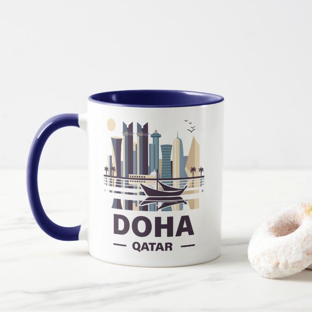 Doha Qatar Arabia Peninsula Mug (With Donut)