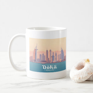 Doha Qatar Arabian Gulf Pastel Travel Coffee Mug