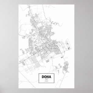Doha, Qatar (black on white) Poster