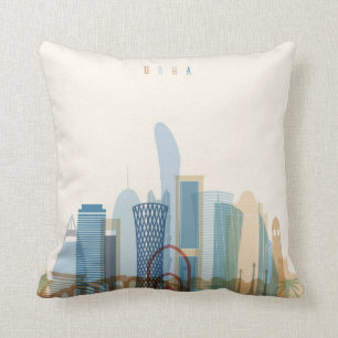 Doha, Qatar   City Skyline Cushion