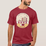 Doha Qatar City Skyline Emblem T-Shirt<br><div class="desc">Doha minimalist,  colourful art design featuring monuments and landmarks of the city in Qatar.</div>