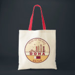 Doha Qatar City Skyline Emblem Tote Bag<br><div class="desc">Doha minimalist,  colourful art design featuring monuments and landmarks of the city in Qatar.</div>