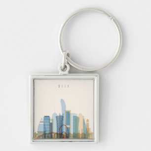 Doha, Qatar   City Skyline Key Ring