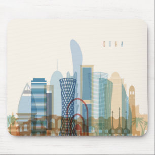 Doha, Qatar   City Skyline Mouse Mat