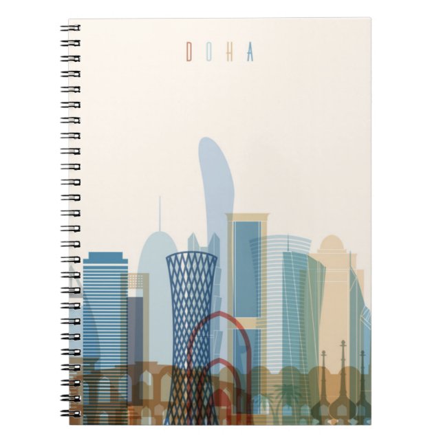 Doha, Qatar | City Skyline Notebook (Front)