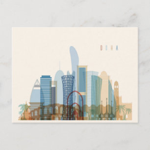 Doha, Qatar City Skyline Postcard