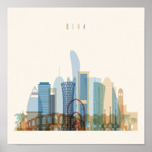 Doha, Qatar   City Skyline Poster