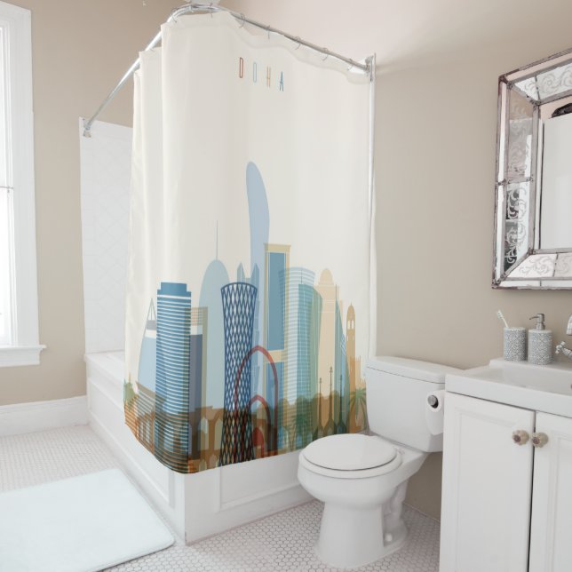 Doha, Qatar | City Skyline Shower Curtain (In Situ)