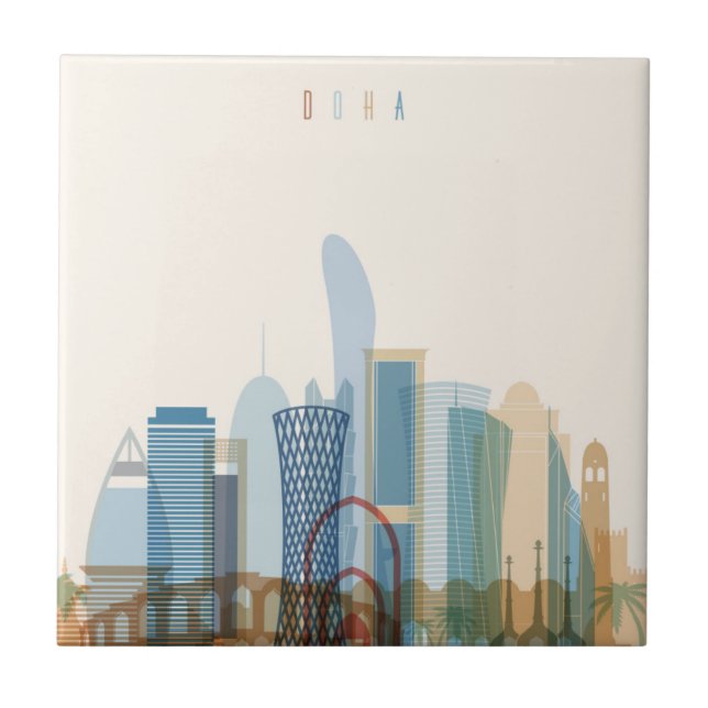 Doha, Qatar | City Skyline Tile (Front)