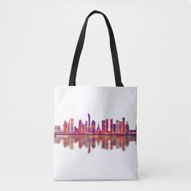 Doha Qatar Skyline Tote Bag (Front)