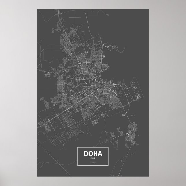 Doha, Qatar (white on black) Poster (Front)