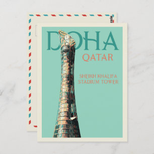 Doha Sheikh Khalifa Stadium illustration Qatar Pos Postcard