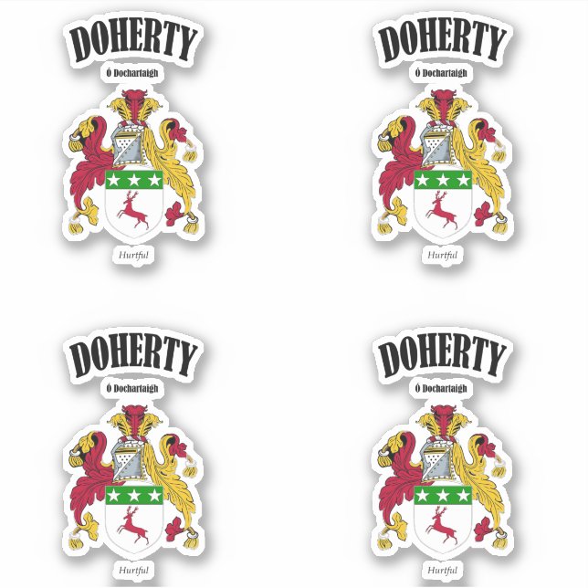 Doherty Crest Irish Translation & Meaning (x4) (Front)