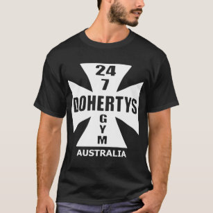 DOHERTYS GYM AUSTRALIA CROSS LOGO BODYBUILDING T-Shirt