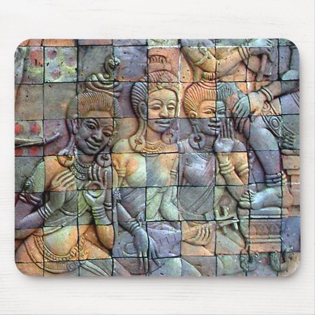 Doi Inthanon Chedi Carved Tiles Mouse Mat (Front)