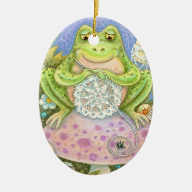 Doilies Make A Hoppy Home OVAL ORNAMENT Frog (Front)