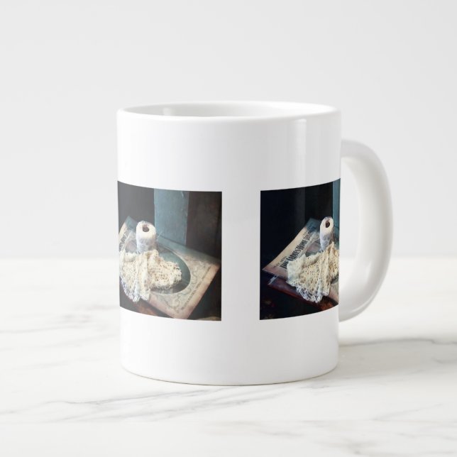 Doily and Crochet Thread Large Coffee Mug (Front Right)