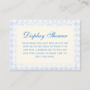 Doily Frame Blue Gingham Bridal Shower Enclosure Card