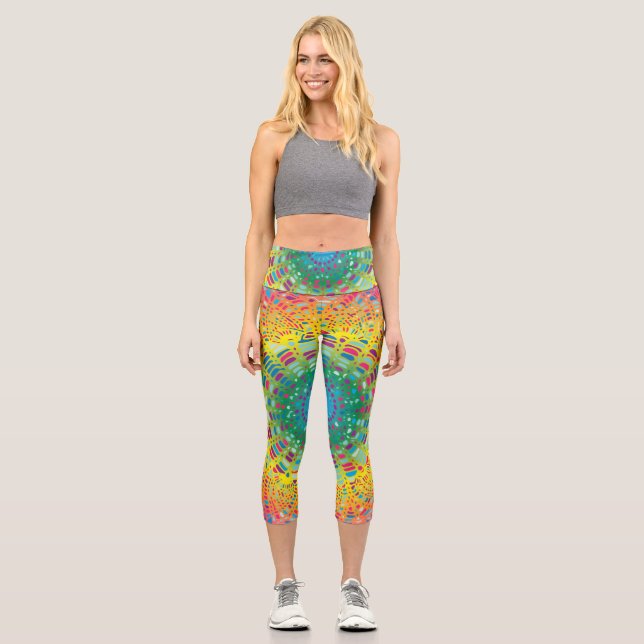 Doily Pattern-2 High Waisted Capris (Front)