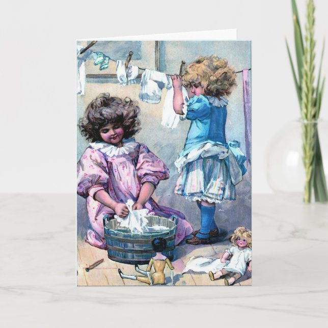 Doing Doll Laundry Card (Front)