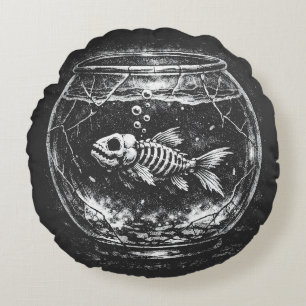 "Doing Great" - Goldfish by BurnsInHell Round Cushion