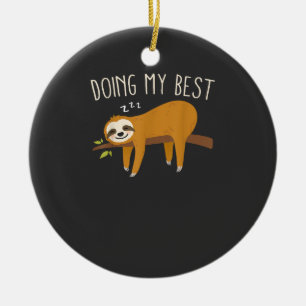 Doing My Best Sloth T-Shirt Ceramic Tree Decoration