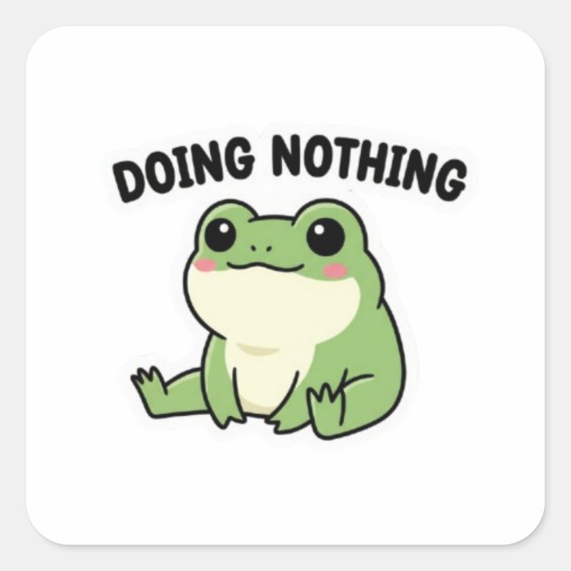 Doing Nothing Frog Sticker Cute Relaxed Frog Meme  (Front)