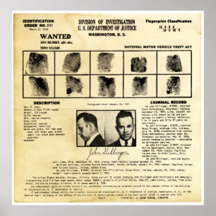 DOJ Identifcation order 1217 John Dillinger Poster