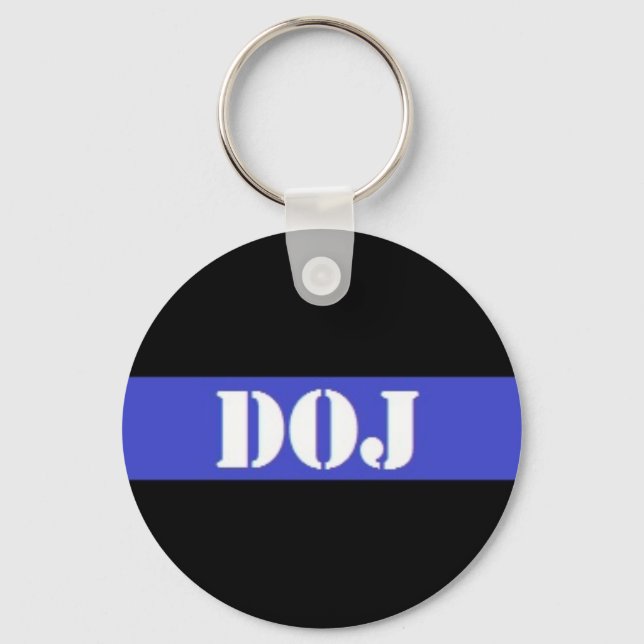 DOJ Thin Blue Line Law Enforcement Keychain (Front)