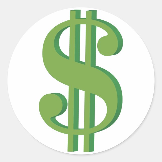 Dolar, sign, 3D Classic Round Sticker (Front)