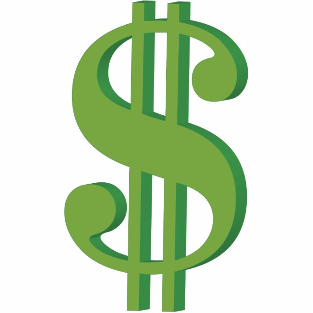 Dolar, sign, 3D Standing Photo Sculpture (Front)