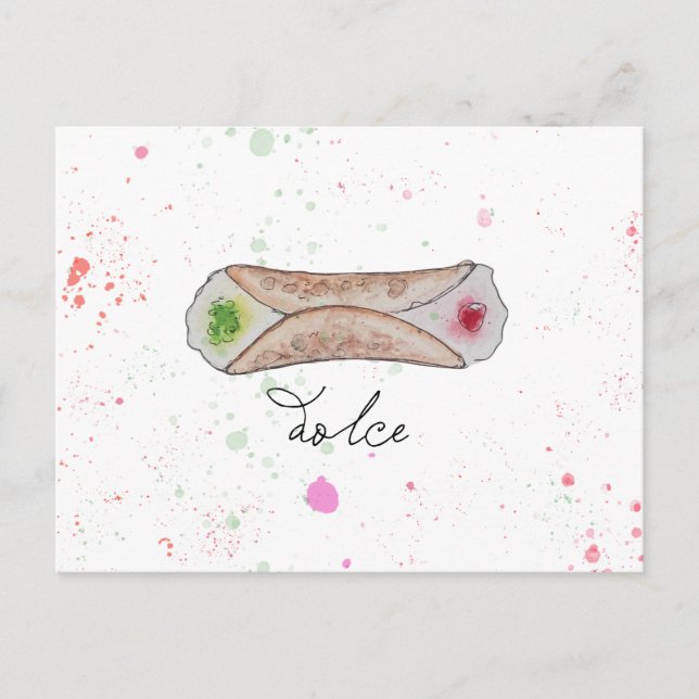 Dolce Cannolo Watercolour Postcard (Front)
