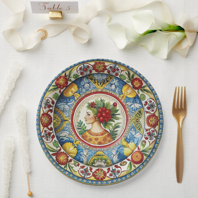 Dolce & Gabbana Sicilian Cart Whimsy Paper Plate (Wedding)
