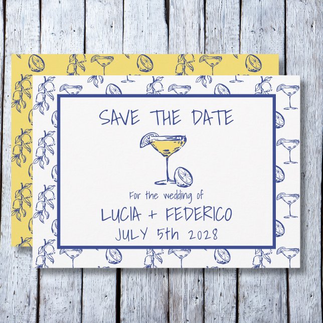 Dolce Vita Limoncello drink wedding Save the Date (Creator Uploaded)