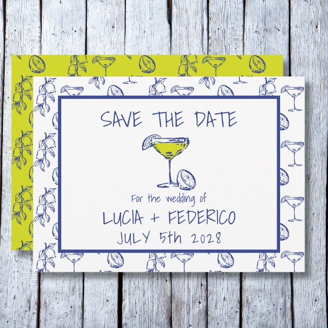 Dolce Vita Limoncello drink wedding Save the Date (Creator Uploaded)