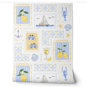 Dolce Vita Mediterranean Tile Lemon Coastal Wallpaper