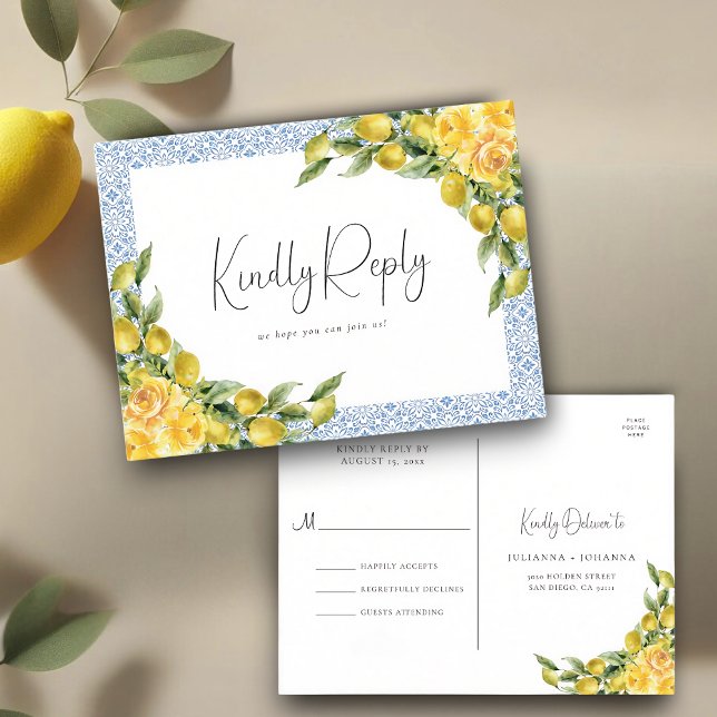 Dolce Vita - Mediterranean Wedding RSVP Postcard (Creator Uploaded)