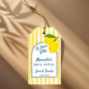 Dolce vita yellow Lemons Italian bridal shower Gift Tags