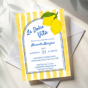 Dolce vita yellow Lemons Italian bridal shower Invitation
