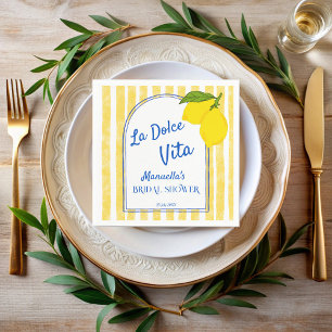 Dolce vita yellow Lemons Italian bridal shower Napkin