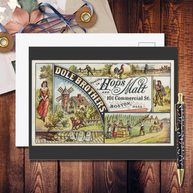 Dole Brothers Ad Hops and Malt Ephemeral Postcard (Creator Uploaded)