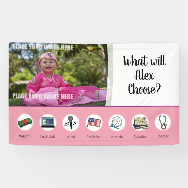 Doljabi Doljanchi Dol Korean 1st First birthday Banner (Horizontal)