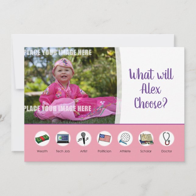 Doljabi Doljanchi Dol Korean 1st First birthday Invitation (Front)