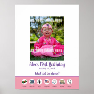 Doljabi first birthday photo custom Sign In pink