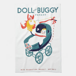 Doll and Buggy Parade Tea Towel